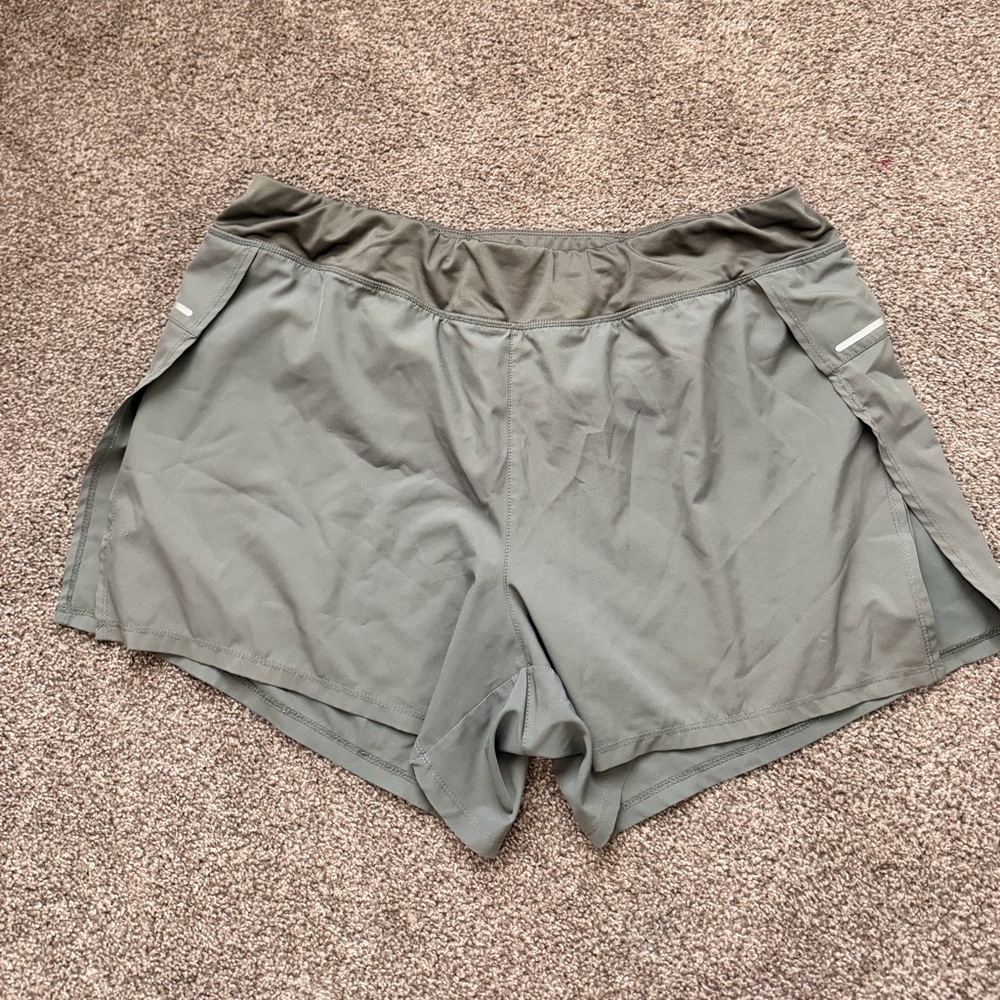 Avia Olive Green Performance Running Shorts with Side Pockets